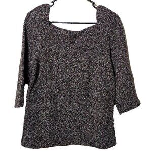 Ann Taylor Blouse M Square Neck Professional Stretch Metallic Workwear Classic